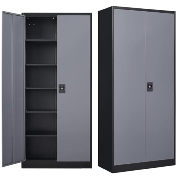 Heavy-Duty MIIIKO Metal Storage Cabinet with 5 Shelves and Locking Doors for Home and Office Use
