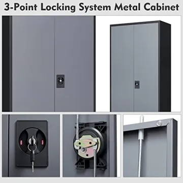 MIIIKO Lockable Metal Storage Cabinet with Adjustable Shelves