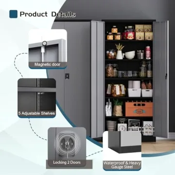 MIIIKO Lockable Metal Storage Cabinet with Adjustable Shelves