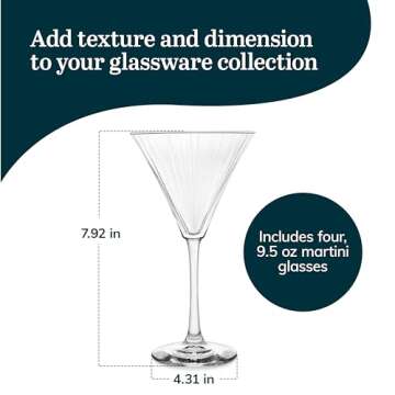 Libbey Paneled Martini Glasses Set for Elegant Cocktails