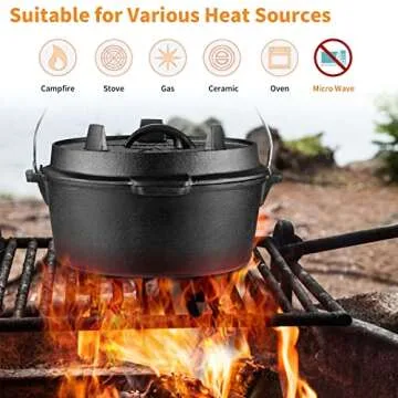 SHYIS Camping Dutch Oven - 9 Quart Cast Iron Cookware