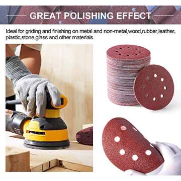 S SATC 150 PCS Sanding Disc 60 80 100 120 150 180 240 320 400 600 Grit Sanding Discs 5 Inch 8 Hole Hook and Loop Sanding Discs for Random Orbital Sander