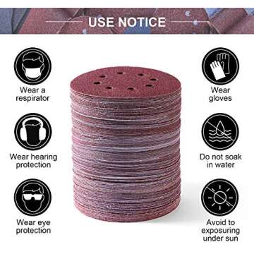 S SATC 150 PCS Sanding Disc 60 80 100 120 150 180 240 320 400 600 Grit Sanding Discs 5 Inch 8 Hole Hook and Loop Sanding Discs for Random Orbital Sander