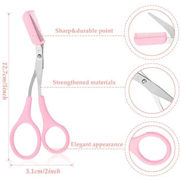 Eyebrow Trimmer Scissors with Comb Eyebrow Shaping Cut Scissors Non Slip Finger Grips Hair Removal B...