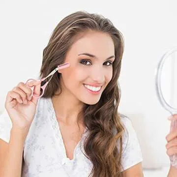 Eyebrow Trimmer Scissors with Comb Eyebrow Shaping Cut Scissors Non Slip Finger Grips Hair Removal Beauty Accessories for Men Women (Black, Pink, Blue)