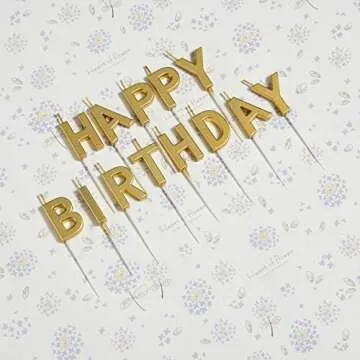Happy Birthday Letters Candles, Gold Alphabets Cake Toppers Birthday Candles for Birthday Party Deco...