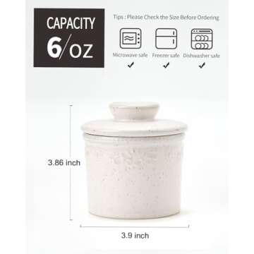 XELA Ceramic Butter Dish - French Butter Crock With Water Line - Keeps Your Butter Fresh and Spreada...