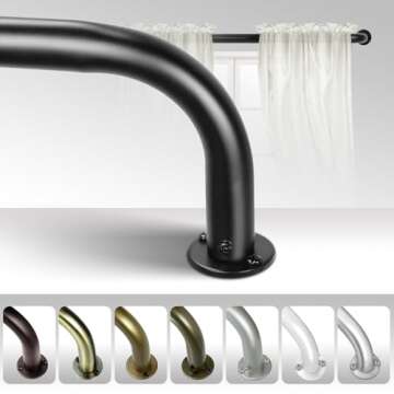 Urbanest Energy Saving Wrap Around Black Out Return Adjustable Window Curtain Metal Rod Set, 1-inch ...