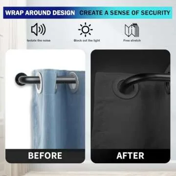 Urbanest Energy Saving Wrap Around Black Out Return Adjustable Window Curtain Metal Rod Set, 1-inch Diameter, 96" to 144", Matte Black