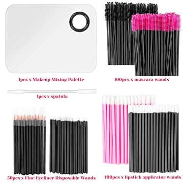 Disposable Makeup Applicators for Makeup Artist, Makeup Mixing Tray with Disposable Makeup Acessories Tools Kit (Mascara Applicators, Lipstick Wands, liner Brushes)