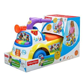 Fisher-Price Little People Music Parade Ride-On, Plays 5 Marching Tunes & Other Sounds! Perfect for Toddler Boys & Girls Ages 1, 2, & 3 Years Old - Helps Foster Motor Skills