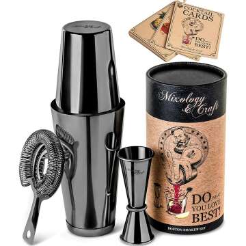 Gun-Metal Black Mixology Cocktail Shaker Set for Bartending