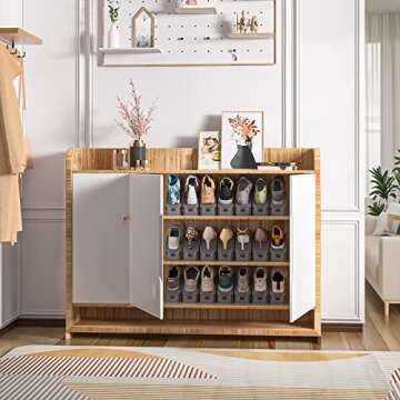 Neprock Shoe Organizer for Closet, Shoe Storage Organizer Shoe Slots, Shoe Rack Organizer Space Saver Organizador De Zapatos for Closet Organization(20-Pack)(Grey)