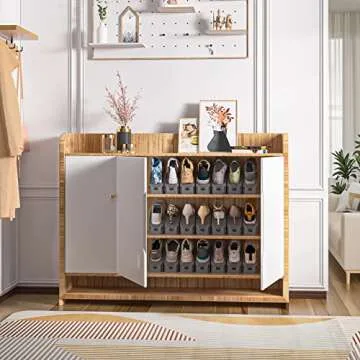 Neprock Shoe Organizer for Closet, Shoe Storage Organizer Shoe Slots, Shoe Rack Organizer Space Saver Organizador De Zapatos for Closet Organization(20-Pack)(Grey)