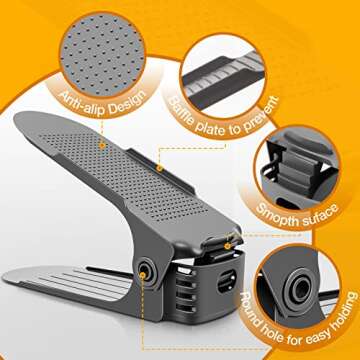 Neprock Shoe Organizer for Closet, Shoe Storage Organizer Shoe Slots, Shoe Rack Organizer Space Saver Organizador De Zapatos for Closet Organization(20-Pack)(Grey)