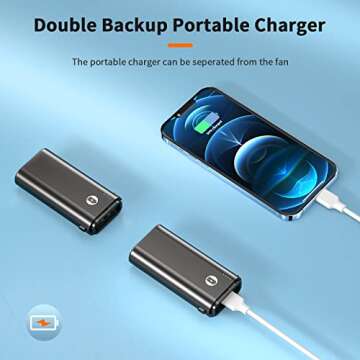 HandFan 10400mAh Handheld Fan With Double Portable Charger, Rechargeable Personal Hand Fan, Foldable...