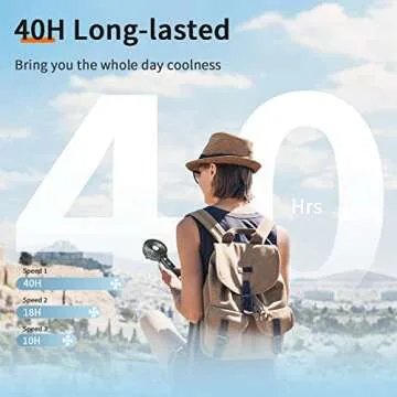 HandFan 10400mAh Handheld Fan With Double Portable Charger, Rechargeable Personal Hand Fan, Foldable Mini Electric Fan, Battery Operated Cooling Fan for Travel Beach Outdoors Indoors(Clear Blade)
