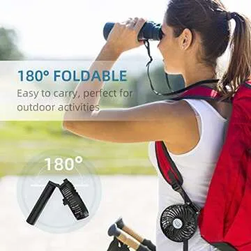 HandFan 10400mAh Handheld Fan With Double Portable Charger, Rechargeable Personal Hand Fan, Foldable Mini Electric Fan, Battery Operated Cooling Fan for Travel Beach Outdoors Indoors(Clear Blade)