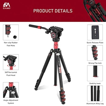 EVUMO GF4 Aluminum Tripod with Phone Mount for Creators