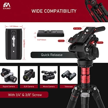 EVUMO GF4 Aluminum Tripod with Phone Mount for Creators