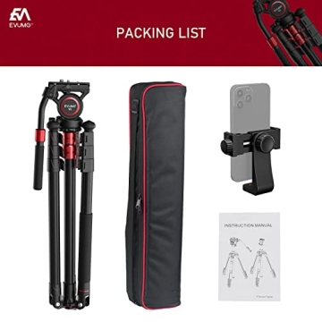 EVUMO GF4 Aluminum Tripod with Phone Mount for Creators