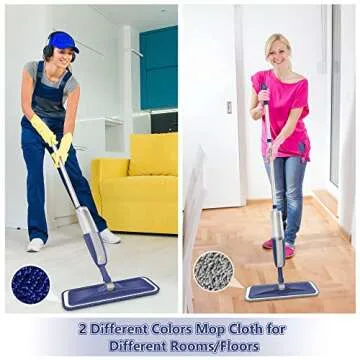 Wet Dust Mops for Hardwood Floor Cleaning - MEXERRIS Microfiber Spray Mops with 4X Reusable Washable Pads 2X Bottles Wood Floor Mops with Spray Home Commercial Use for Hardwood Laminate Tiles Floors