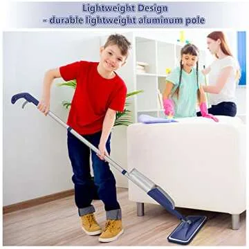 Wet Dust Mops for Hardwood Floor Cleaning - MEXERRIS Microfiber Spray Mops with 4X Reusable Washable Pads 2X Bottles Wood Floor Mops with Spray Home Commercial Use for Hardwood Laminate Tiles Floors