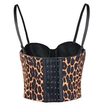 ELLACCI Women's Leopard Print Bustier Crop Tops Sexy Sleeveless Brown Women Corset Top X-Small