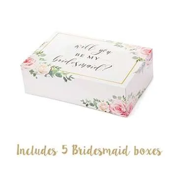 Bridesmaid Proposal Box Set (6 Pack) 1 Maid of Honor Proposal Box and 5 Will You be My Bridesmaid Boxes I Floral Bridesmaid Box for Bridesmaid Gifts