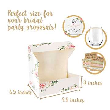 Bridesmaid Proposal Box Set (6 Pack) 1 Maid of Honor Proposal Box and 5 Will You be My Bridesmaid Boxes I Floral Bridesmaid Box for Bridesmaid Gifts