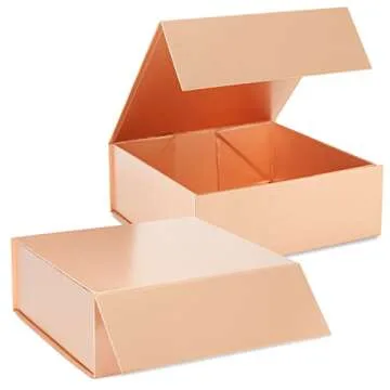Stockroom Plus 6 Pack Proposal Boxes with Lid for Groomsmen, Bridesmaid, 9.5 x 9.5 x 3.5 Inch Square Glossy Rose Gold Magnetic Gift Box for Parties, Retail