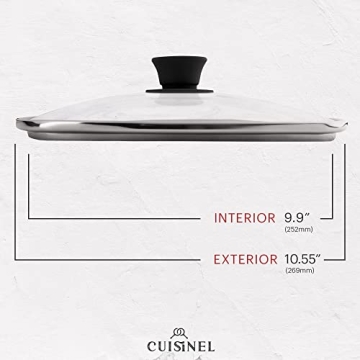 Cuisinel Cast Iron Grill Pan with Lid & Scraper - 10.5"