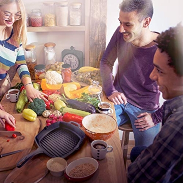 Cuisinel Cast Iron Grill Pan with Lid & Scraper - 10.5"