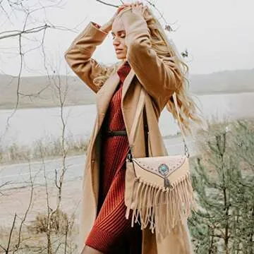 LAVAWA Small Crossbody Bags for Women Crossbody Handbag Fringe Purse Tassel Shoulder Bag Turquoise C...