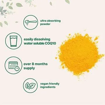 Micro Ingredients Water Soluble COQ10 Supplement (COQ10 200mg Per Serving in Powder Form), 50 Grams (8 Months Supply), Extra Absorption, Supports Heart and Energy Health, Vegan Friendly
