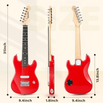 Meiou Kids Electric Guitar Beginner Kit - Red