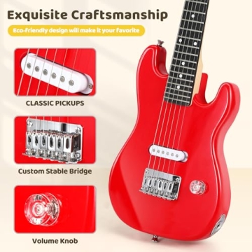 Meiou Kids Electric Guitar Beginner Kit - Red
