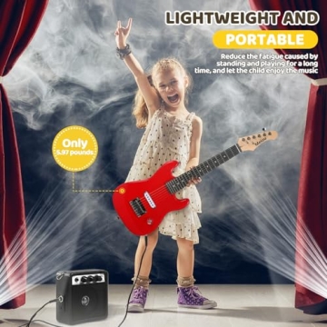 Meiou Kids Electric Guitar Beginner Kit - Red