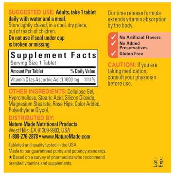 Nature Made Vitamin C 1000 mg Time Release Tablets for Immunity