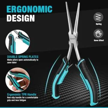 DURATECH 2PCS 7" Long Reach Needle Nose Pliers Set, Long Nose Pliers & Bent Nose Pliers, Small Needle Nose Pliers for Jewelry Making, Wire Wrapping, Wire Bending and Object Gripping on Narrow Space