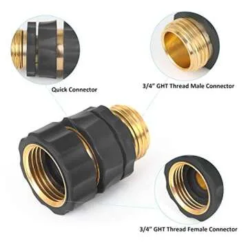 STYDDI Garden Hose Quick Connect Fittings Coupler, Metal Hose Fitting Quick Connector 3/4 Inch GHT Male and Female - No Leaks Water Hoses Quick Disonnect Adapter, 4 Set