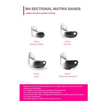Dental Sectional Matrix System Set, Dental Sectional Contoured Matrices Clip Ring Matrix Bands Wedge Knife Dental Wedges Plastic Kit Dentist Tools (50Pcs 6.5mm M4)