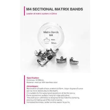 Dental Sectional Matrix System Set, Dental Sectional Contoured Matrices Clip Ring Matrix Bands Wedge Knife Dental Wedges Plastic Kit Dentist Tools (50Pcs 6.5mm M4)