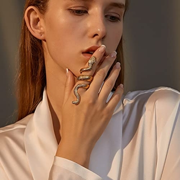 Gold Snake Ring Set Adjustable Vintage Rings for Women