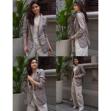 Zeagoo Long Sleeve Blazer Jackets for Women Casual Navy Blue Blazer Suit for Bussiness Open Front Long Boyfriend Blazer