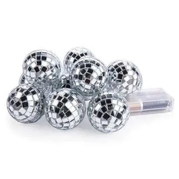 Kikkerland 5ft 10 Hanging LED Disco String Lights Battery Operated Bedroom Living Room, Inside Outside Decor, Home Decor, Party Lights