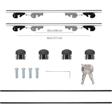 Amazon Basics Cross Bar Roof Rack for Kayak, Snowboard, Bike, Luggage, 52 inches, Pack of 2, Black/Silver