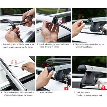 Amazon Basics Cross Bar Roof Rack for Kayak, Snowboard, Bike, Luggage, 52 inches, Pack of 2, Black/Silver