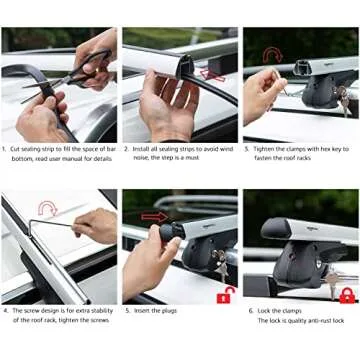 Amazon Basics Cross Bar Roof Rack for Kayak, Snowboard, Bike, Luggage, 52 inches, Pack of 2, Black/Silver