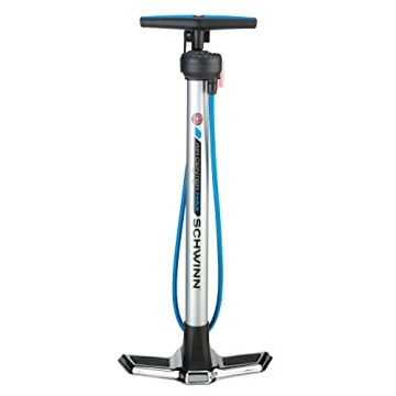 Schwinn Air Center Max Floor Bike Pump, 100 PSI with Dual Head for Schrader and Presta Valves